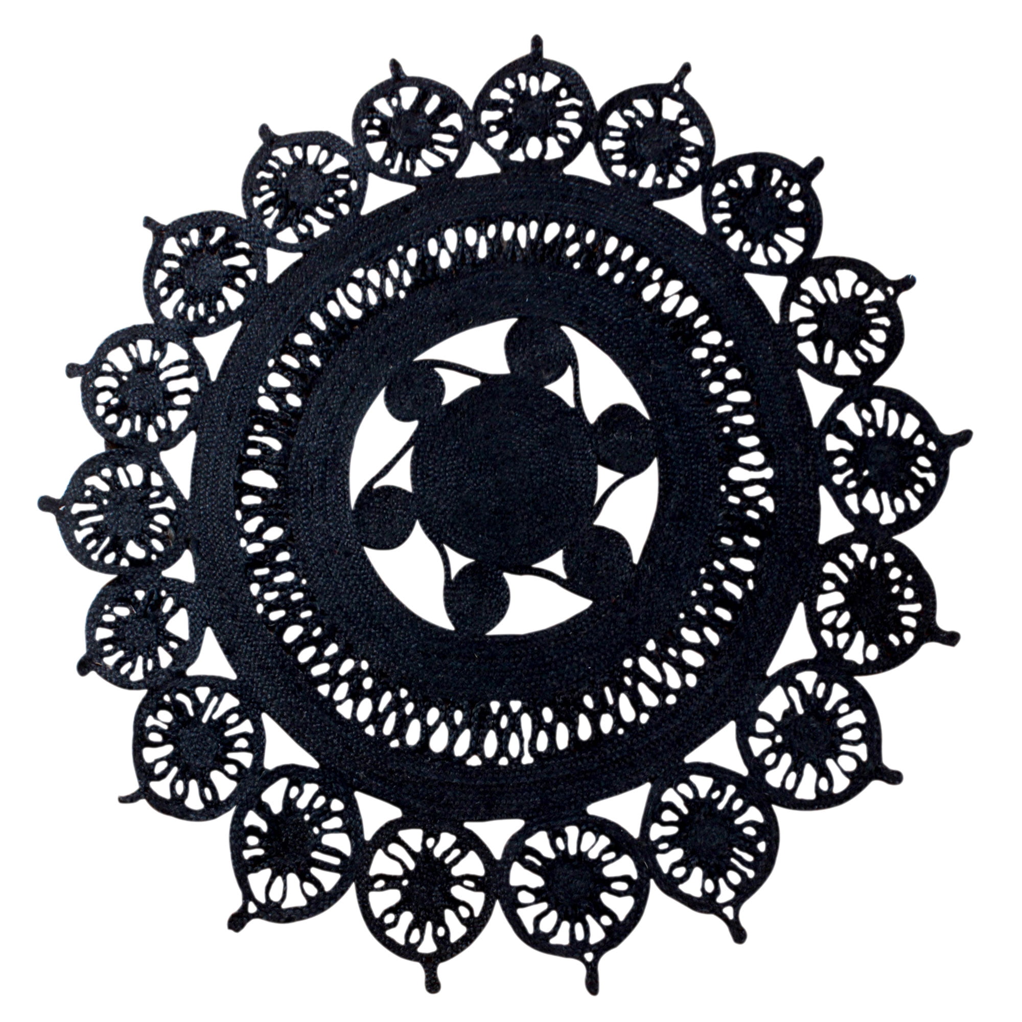 Casavani Handmade Jute Round Rug Geometric Black Modern Carpet Bedroom