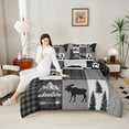 thumbnail image 4 of Manfei Woodland Moose Deer Full Size Comforter Sets, Gray Black Checkered Bedding Comforter Set, Vintage Lodge Cabin Bedding Sets, Ultra Soft Home Decor, 4 of 8