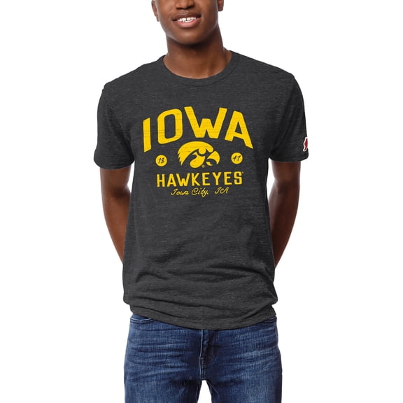 Men's League Collegiate Wear Graphite Iowa Hawkeyes Victory Falls Tri-Blend T-Shirt