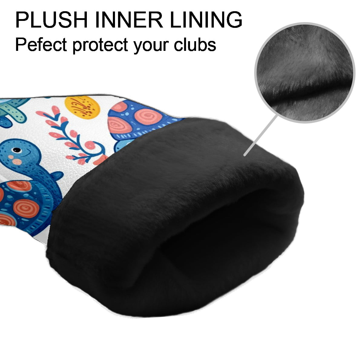 Golf Head Covers Cute Turtle Pattern for Driver, Wood & Hybrid, Premium Waterproof PU Leather with Plush Lining, Animal Golf Gifts