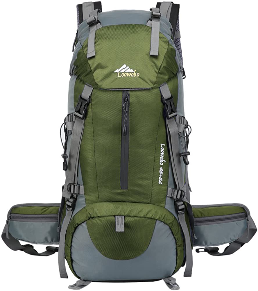 Green 50L Hiking Backpack with Blue 
