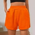 thumbnail image 2 of Paiwinds Workout Shorts, Plus Size Shorts, Women Casual Summer Elastic Waist Sports Loose Solid Short Pants, Running Stretch Shorts Orange 2XL", 2 of 5
