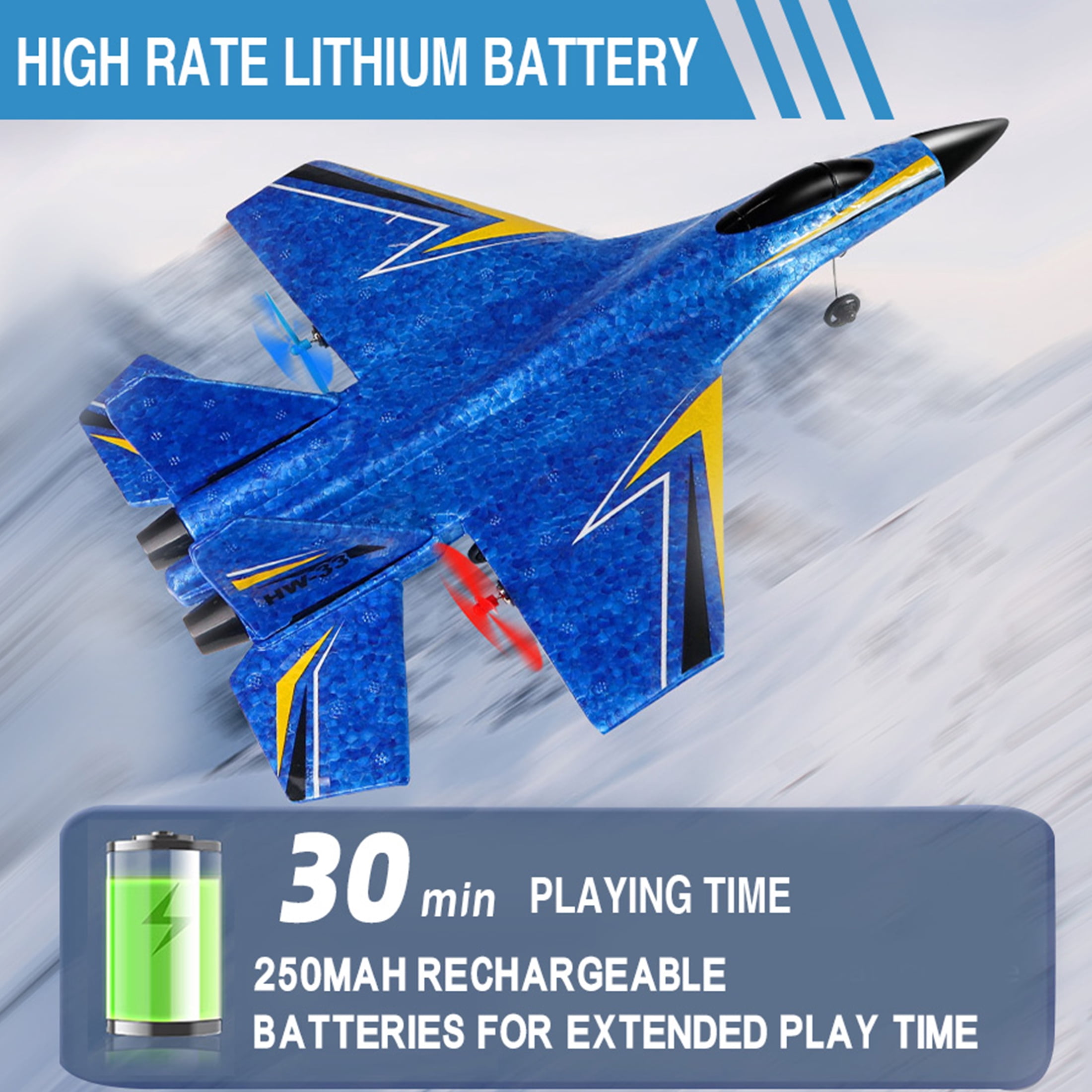 NautyDaddy Summer Outdoor Toys - Airplane Model, 2.4GHz Smart Gyroscope Remote Control Airplane, LED Night Flight Light, Cool Fighter Toy, Suitable for Night Flight, Suitable for Ages 14+