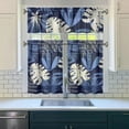 thumbnail image 3 of Palm Leaf and Hibiscus Kitchen Curtains Set 27.5x36in Polyester Valance and Tiers, Hawaiian Flower Window Curtains for Cottage Kitchen and Island-Style Home Decor, 3 of 6