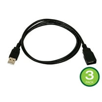 Monoprice USB-A to USB-A (F) 2.0 Cable - Black, 1m - 3 pack