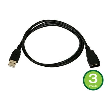 Monoprice USB-A to USB-A (F) 2.0 Cable - Black, 1m - 3 pack