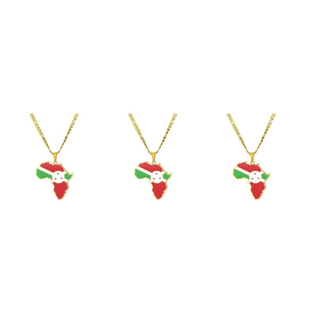 Baohd Collier de Déclaration à la Mode avec Africa Map Pendentif Léger Burundi 3Set