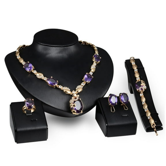 Rhinestone Crystal Art Deco Costume Jewelry Necklace Set for Women