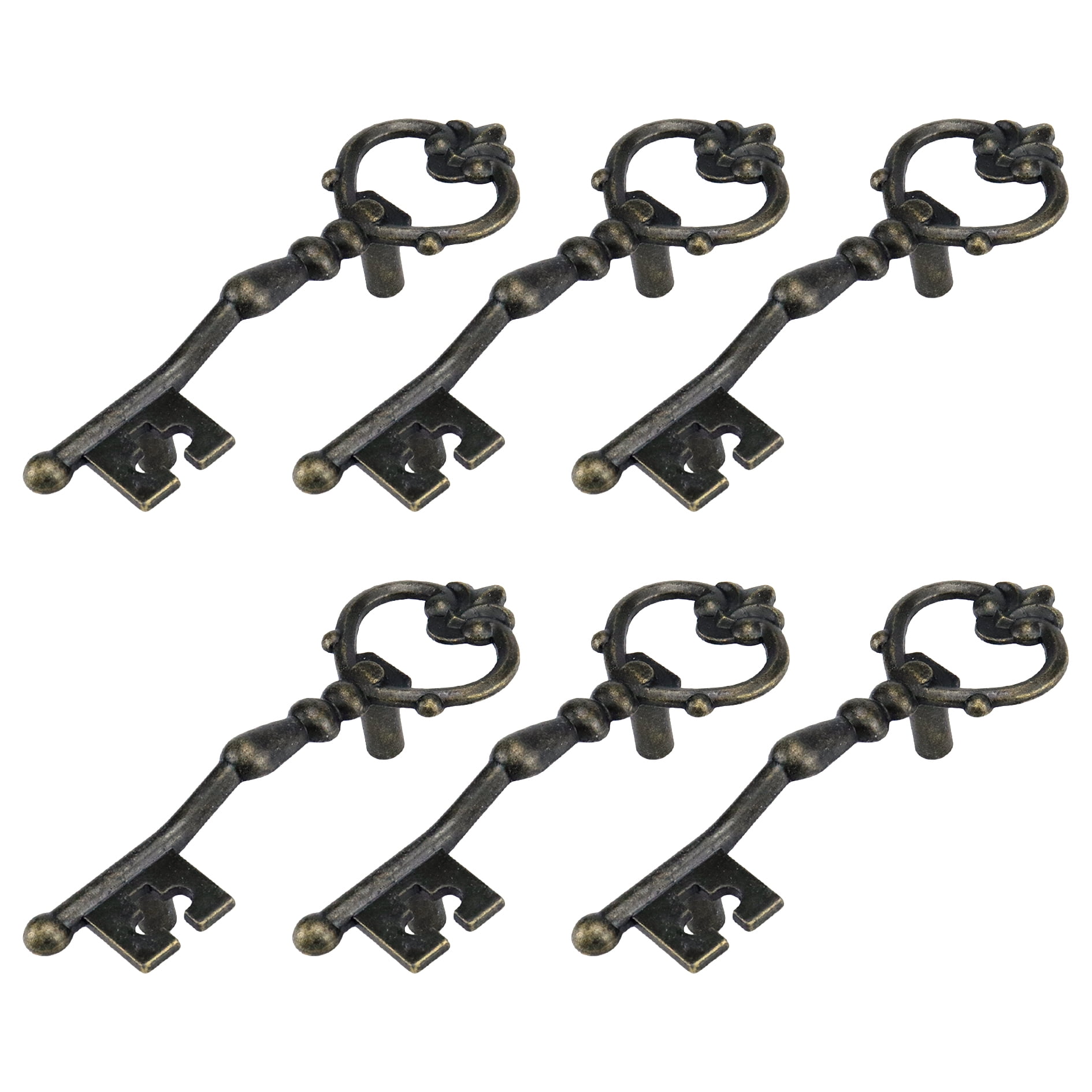 LC LICTOP 6Pcs Antique Key Shape Drawer Pull Handles for Dresser with