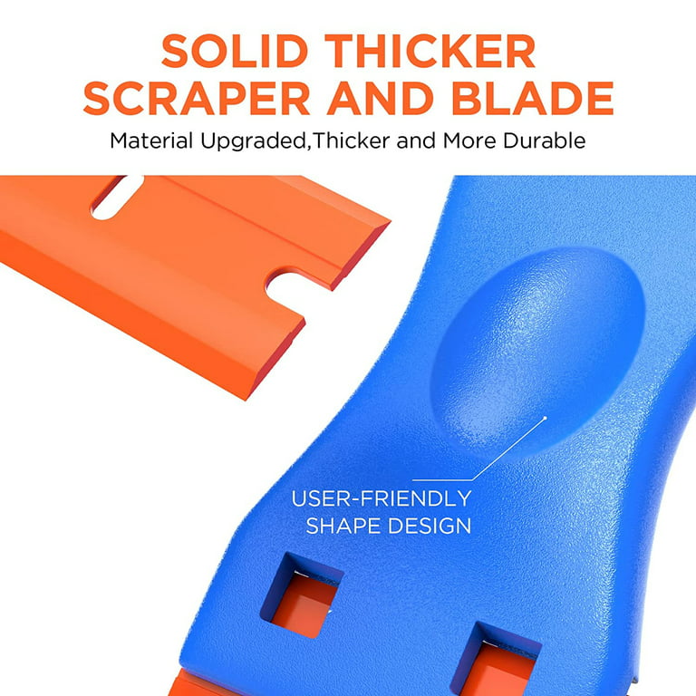 Plastic Razor Blade Scraper, 2 Pack Scraper Tool With 100 Pack Plastic  Razor Blades Decal Sticker Remover Scraper Tool For Auto Window Tint Vinyl  Tool