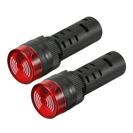 2pcs /DC 12V Pilot Light Indicator Flashing Alarm w Buzzer, AD16-16SM Red