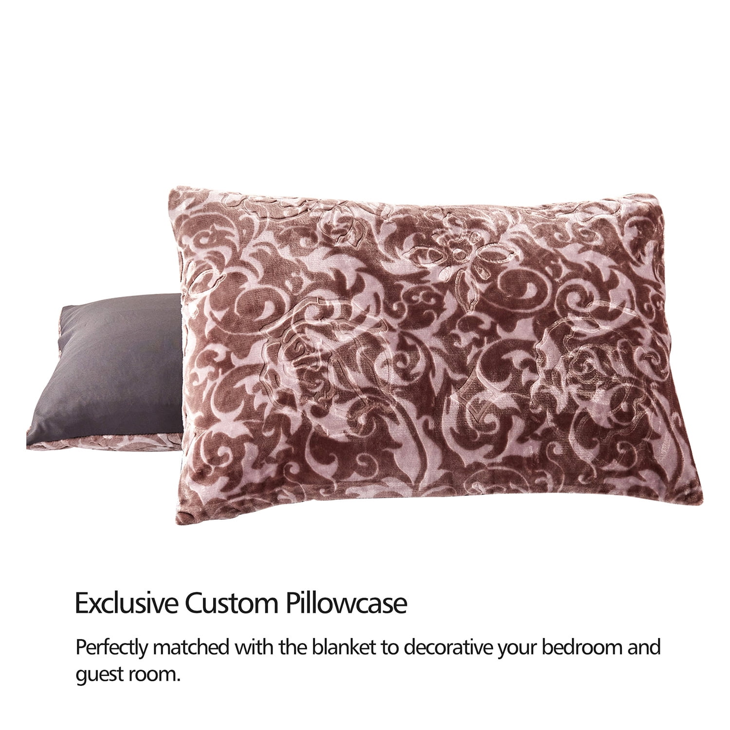 NC Warm Flannel Fleece Sherpa Blanket For King Bed 3 Piece,Printed Borrego Blanket,79"x91"
