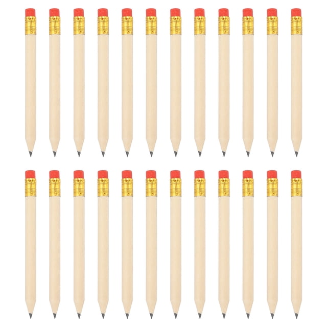 Unique Bargains Half Pencils with Red Eraser, HB Lead, 24 Count