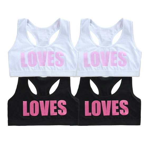4 Pack Training Bras for Girls Cotton Bras Breathable Cropped Junior Clothes for Teen Girls Sports Bras for Girls 10-16