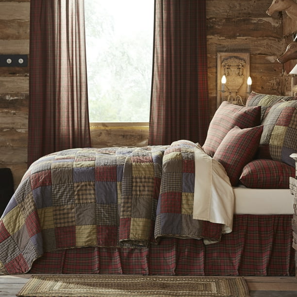 Cedar Green Rustic Bedding Ridgeline Cotton Pre Washed Patchwork California King Quilt Set Sham Com Cedar Green Rustic Bedding Ridgeline, Cal King Rustic Bedding