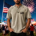 thumbnail image 3 of 4th of July Shirts for Men Raglan Short Sleeve Henley Neck Oversized T-Shirts Patriotic Shirt American Flag Print Tee Shirt, 3 of 5
