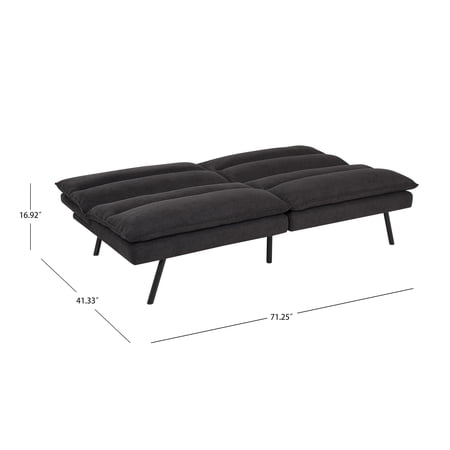 MAINSTAYS PILLOW TOP FUTON 71.25IN, CHARCOAL