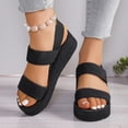 thumbnail image 4 of Willtoo Women's Orthopedic Sandals Comfortable Summer Thick Soled Wedge Slides Soft Sole Casual Elastic Straps Sandals for Women, 4 of 7