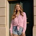 thumbnail image 6 of Button Down Shirt for Women Casual Long Sleeve Oversize Fit with Pocketl Pink, 6 of 7