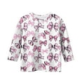 thumbnail image 4 of Spazoro Toddler Girls 3/4 Sleeve Shirts, Spring and Fall Round Neck Casual Knot Bow Print Fashionable Tops for Girls Multicolor Size 9-10T, 4 of 5