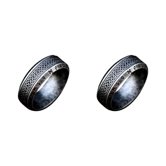 Anillos vintage Minnieouse de acero para hombres Plata antigua 2Conjunto