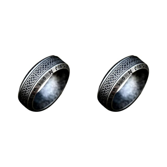 Maytalsory Unique Vintage Steel Ring Suitable For All Genders Metal Ring For Men Gifts For Friends Vintage Rings Antique silver 9 2Set