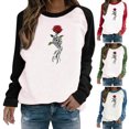 thumbnail image 1 of Sentmoon Vêtements pour Femmes Tendance 2025 Chandails en Molleton à Manches Longues Col Rond Halloween pour Femmes Ample avec Imprimé T-Shirts Respirants Automne et Hiver Rouge P, 1 of 8