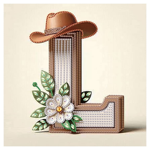 5D DIY Diamond Painting Kit Hat, Flower, Letter L Special Shape Creative Diamond Craft Suitable for Home & Office Decor, Festive Gifts