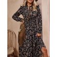 thumbnail image 5 of Black Ditsy Floral Maxi Dress With Ruffle Trim And Tie Neck, 5 of 21