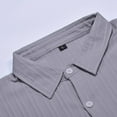 thumbnail image 4 of Men's Fall Casual Solid Lapel Striped Stretch Button Sweater Short Sleeved Shirt, 4 of 9