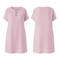 thumbnail image 4 of Blmnix Striped Dress Woman Dress Shift Button Down with Pockets Under Dress Crew Neck Short Sleeve Mini Pink Adaptable Spring Dresses for Women XXXL, 4 of 7