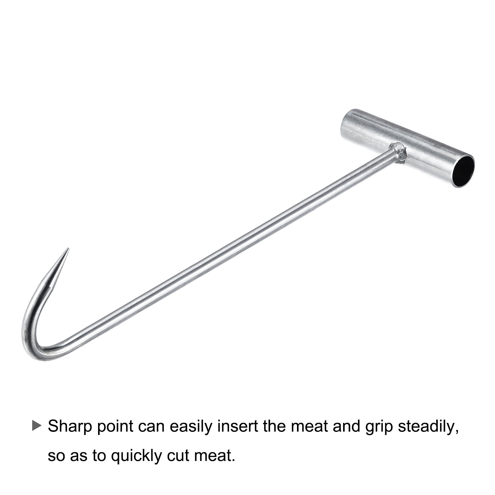 Unique Bargains T-Handle Meat Boning Hook Galvanized T Hooks for Butcher Shop 300mm 1Pc