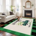 thumbnail image 2 of Saint Patrick's Day Area Rugs 5'x7', Small Throw Rugs for Laundry Room Playroom, Farmhouse Green Truck Leaves Checkered Indoor Outdoor Rug Non-Slip Low Pile Carpet Runner Reversible Floor Mats, 2 of 8