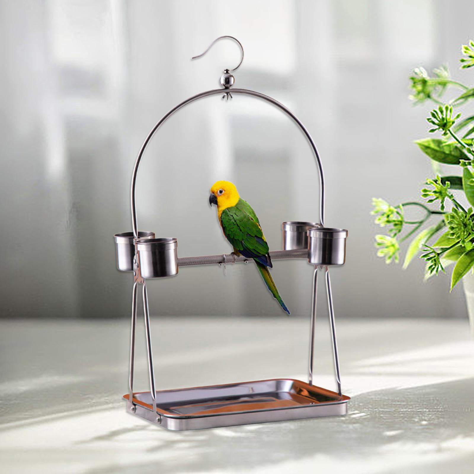 Serenable Bird Cage Pet Parrot Playstand Training Stand Activity Toy Hanging Hook Tabletop Bird Stand Bird Stand Tabletop for Lovebirds 27 x 19 x 50cm
