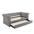thumbnail image 4 of CoSoTower Luxurious 1PC Modern Aesthetic Beautifully Button Tufted Nailhead Trim Design Daybed Built-In Pull-Out Trundle Bed Living Space Guest Room Bedroom Dove Gray, 4 of 7