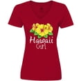 thumbnail image 3 of Inktastic Hawaii Girl Hibiscus Flowers Women's V-Neck T-Shirt, 3 of 5