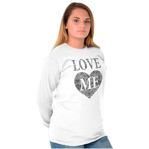 Cute Edgy Love Me Heart Romantic Women Plus Size Long Sleeve Graphic Tee Brisco Brands 2X