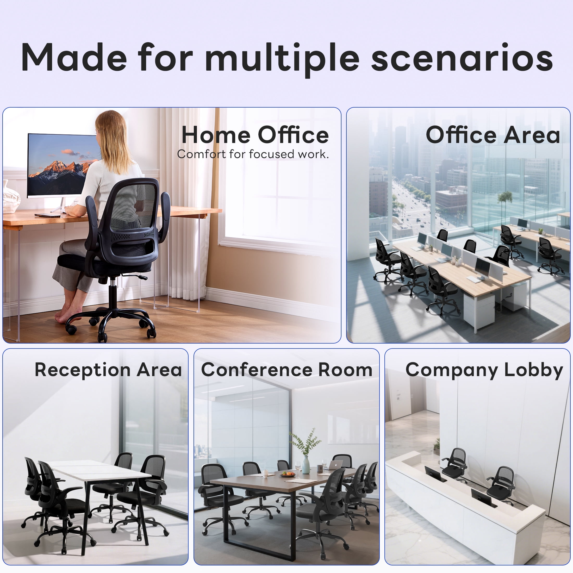 TMV Ergonomic Mesh Office Chair - High Back Gaming Desk Chair, Computer Chair with Lumbar Support & Wheels, Modern Vanity Chair for Home Office,Living Room,Bedroom,Blue