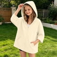 thumbnail image 2 of ZACPNCV Girls Zip Up Hoodie Kids Solid Color Oversized Hooded Sweatshirt with Pockets Long Sleeve Soft Casual Outerwear for School & Everyday Wear 5-6 Years, 2 of 6
