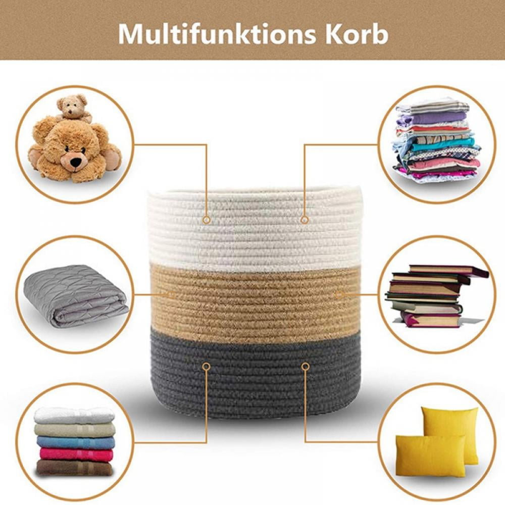 BIG SALES!!Storage Basket Cotton Rope Laundry Basket Cube Storage