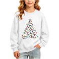 thumbnail image 3 of Wilark Girls Christmas Sweatshirts Pullover Long Sleeve Fleece Warm Crew Neck Kids Festival Tops White 5, 3 of 9