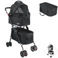 thumbnail image 1 of Carriola Doble para Mascotas Cochecito para Perros y Gatos Pequeños - Medianos Transportadora Ligera y Plegable Ruedas con Freno - Negro, 1 of 7