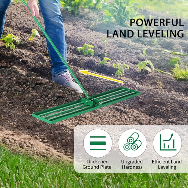 Lawn Leveling Rake,30-inch Heavy-duty Steel Leveler Tool with 75'' Extended Handle for Yard & Garden