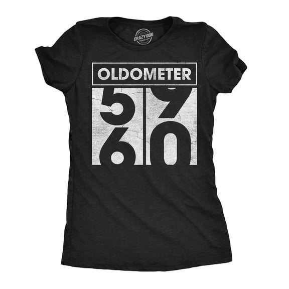 Womens Funny T Shirts Oldometer 59 to 60 Sarcastic Birthday Graphic Novelty Tee for Ladies Womens Graphic Tees