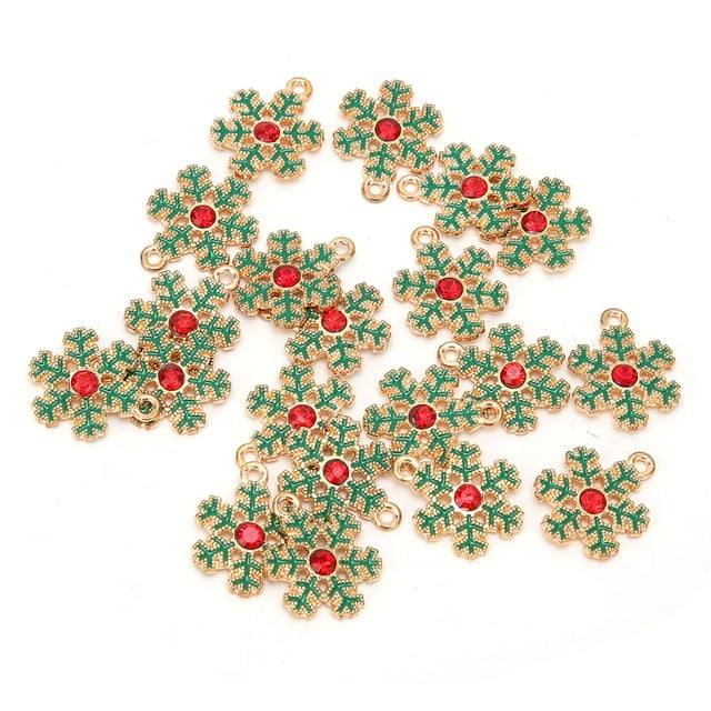 Adorables colgantes de copos de nieve para hacer joyas y manualidades DIY. 20 piezas de dijes navideños de aleación