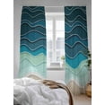 thumbnail image 3 of Sheer Curtains 84 inches Long, Abstract Water Duck Green Brown Gradient Ocean Waves Light Filtering Sheer Window Curtains Rod Pocket Voile Drapes for Bedroom Living Room, 52"W x 84"L 2 Panels, 3 of 7