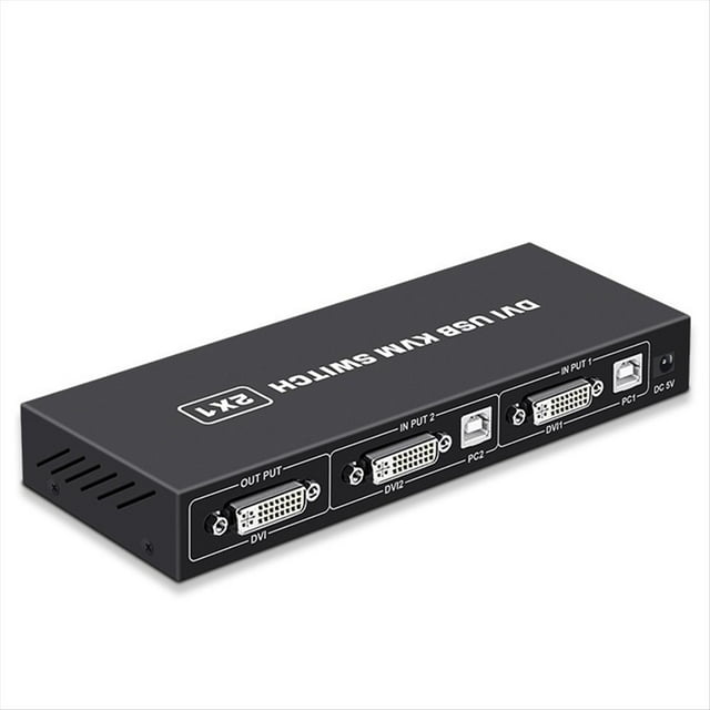 Conmutador KVM DVI 2 en 1 4K Dos Computadoras Teclado USB Compartido Ratón Monitor de Impresión Pantalla de Conmutación Multifunción