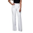 thumbnail image 1 of Paille Ladies Solid Color Stretch Palazzo Pant Elastic Waisted Summer Pants Straight Leg Daily Wear Bottoms Loungewear White M, 1 of 3