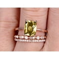 thumbnail image 4 of Trio Set Art Deco 2.30 Carat 7mm Cushion Cut Champagne Diamond Moissanite Engagement Ring Wedding Set On 10k Rose Gold Shining Startling Ring Anniversary Gift, 4 of 6