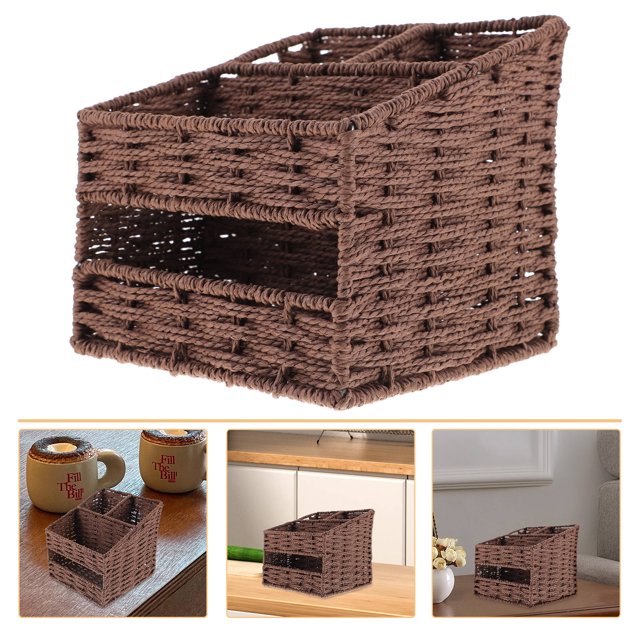 unbranded Caja De Almacenaje Para Sobres Y Objetos En Café Con Base Estable Y